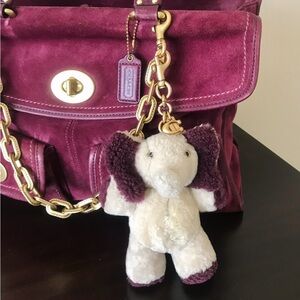 Coach Ellie Elephant Plushie Bag Charm Key Chain in Shearling / Brass